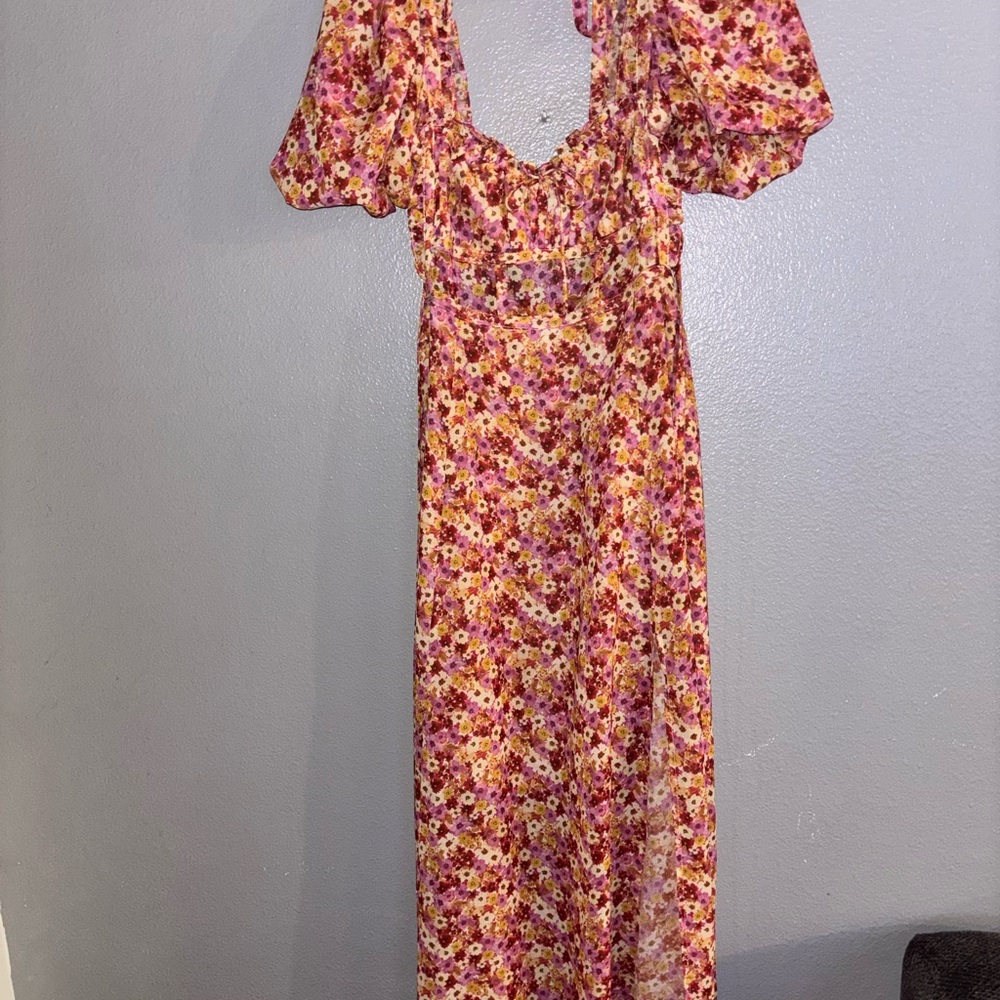 FOR LOVE & LEMONS FELICIA MIDI DRESS - RED FLORAL XS - Picture 6 of 8